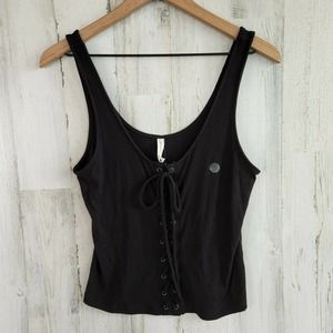 Sabrina Carpenter Aeropstale Black Womans Tank Top with tie front Size Large NWT